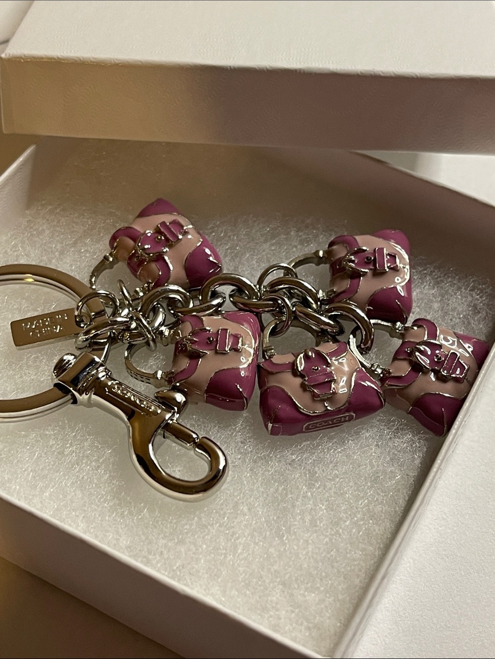 COACH Purple/Lavender Enamel Charm Keychain - Signature Handbag Charms - Picture 7 of 7